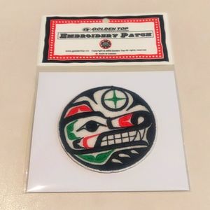 3" Embroidered Patch 'Wolf' Indigenous Design by Jason Peters